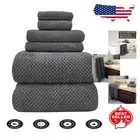 Waffle Pattern 6-Piece Oversized Bath Towels - Plush & Absorbent Microfiber