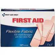 First Aid Only Fabric Bandages, 1" x 3", Box Of 100