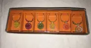Pier 1 Wine Glass Charms Markers Glass Fruit Slices NEW Personalize Stemware (6)