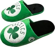 FOCO NBA Boston Celtics Men's Slip On Slippers, Team Colors, Non-Slip Bottom, Logo Embroidered