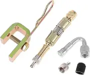 X AUTOHAUX 1 Set 45 Degree Copper Tire Valve Extension with Flexible Stainless Steel 75mm Tyre Valve Inflation Adapter for Car Motorcycle RV Truck Bike
