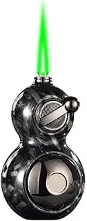 Torch Lighter, Cool Gourd with Green Jet Flame, Mini Creative Windproof Lighter, Refillable and Adjustable Lighters for Men, DIY, Candles, Camping (Gas Not Included)