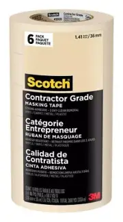 Scotch Contractor Grade Masking Tape 6-Pack 1.41" X 60 Yards