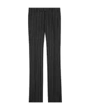embroidered flared pants in striped wool FR50 Black/White