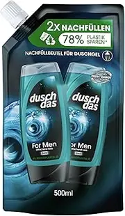 Duschdas 3-in-1 Shower Gel & Shampoo for Men Refill Bag with Distinctive Tart Fragrance Dermatologically Tested 500 ml Pack of 1