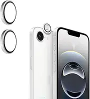 for iPhone 16e 2025 Camera Lens Protector Tempered Glass,3D Alloy Ring Cover Case Original Color Perfect Match-2 Packs/Silver