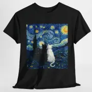 Cat Starry Night Van Gogh Cat For Cat Lover Cat Mom Cat Dad T-Shirt