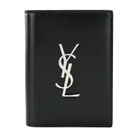 在飛比找momo購物網優惠-【YSL】素面牛皮LOGO護照/萬用夾(黑/金)