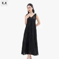 在飛比找蝦皮購物優惠-黑色連衣裙繡花貼身腋下k&k FASHION KK166-1