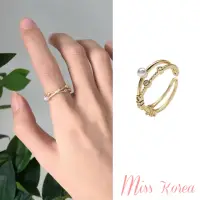 在飛比找momo購物網優惠-【MISS KOREA】韓國設計微鑲美鑽交叉珍珠開口戒