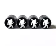 Bigfoot Sasquatch Lumberjack with Axe (Black Background) Tire Valve Caps - 4 pk