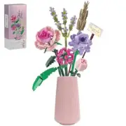 Flower Bouquet Building Blocks Sets for Adults Mini Pink Rose Lavender