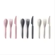 For The Earth Wheat Straw Travel Cutlery Set Of 3 Assorted Colours 20.3x5.7x2...