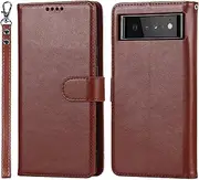 Case for Google Pixel 6 Leather Wallet Case with Card Holder Slot SunYoo Protection Shockproof Cover Kickstand Magnetic Handbag with Wrist Strap Women Men Flip Folio for Google Pixel6 Green