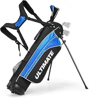 OFFICEJOY Junior Golf Clubs Set, Youth Golf Clubs w/Golf Stand Bag, 3# Fairway Wood, 7# & 9# Irons, Putter & Head Cover, Kids Complete Golf Club Set for Boys Girls Toddlers