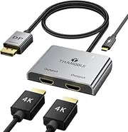 DisplayPort to Dual HDMI Adapter (4K@60Hz) DP to HDMI Splitter for Dual Monitors Extended Display MST Display Port to HDMI 1 in 2 Out Hub for PC, Graphics Card