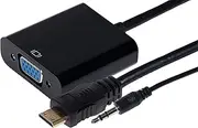 Maplin Mini HDMI Male to VGA Female Adapter 3.5mm Jack USB Power Port, 0.15m Cable