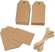 100 Pcs Gift Tags w/ String Kraft Paper Vintage Wedding Hang Tags 7x4cm & Jute
