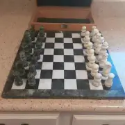 Green Marble Chess Set Top, Marble Chess Set With Pieces, Game Board Decor