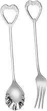 BEBEMOKO Elevate Your Dining Experience Heart Shape Fork and Spoon Set Stainless Steel Suitable for Soup Rice Noodles