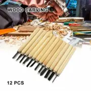 12Pcs/Set High Carbon Steel Wood Carving Chip Detail Chisel Woodworking Tools