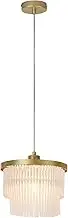 Lexi Lighting Greer Chandelier Light, Dia 25cm, 1 Light Stylish Gold Metal Tiered Frosted Rods Glass Easy-fit Shade Pendant Ceiling Light for Any Living Room, Dining Area, or Bedroom