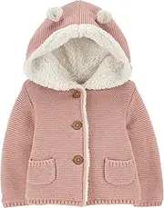 [Carter's] Unisex Baby Boys and Baby Girls Button Front Hooded Sherpa-Lined Cardigan Jacket