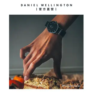 Daniel Wellington 錶帶 Petite Cornwall 寂靜黑織紋錶帶-三色任選(DW00200195)/ 香檳金框/ 12mm