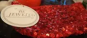 Pottery Barn Teen Sparkle Sequin Beauty Pouch red New