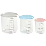 Beaba Set of 3 Conservation Jars (1 Baby / 1 Maxi / 1 Maxi +) - Pink, Blue, Light Mist