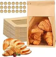 10 Pcs Paper Bread Bags for Homemade Bread,Sourdough Paper Bread Bags with Clear Window and 21 Sealing Stickers for Gifting,Bread Loaf Bags For Kitchen Use, for Storage Bread Cookies & Snacks