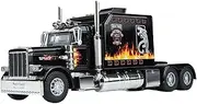 Die-cast Diecasts 1: 24 American Style Container Transport Truck Simulation Car Model with Sound and Light Pull Back Vehicles Miniature Vehicle(White)