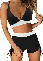 [Generic] Two Piece Bathing Suit for Women High Waisted Adjustable Straps Bathing Suit Sexy Holiday Slimming Swim Suits