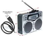4-In-1 Retro Style Cassette Player AM FM Radio Recorder Digital Clock With Timer