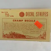 Champ Decal Set HO # S-10 Decal Stripes Black 1/32" Wide NIP