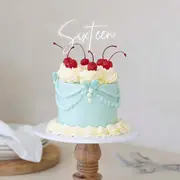 Silver & Opaque Layered Cake Topper - Sixteen