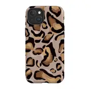 For iPhone 15 Plus Tough Case Compatible with MagSafe Leopard Pattern