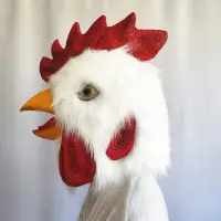 在飛比找蝦皮商城精選優惠-現貨  新白色毛絨公雞頭套 乳膠面具雞頭搞笑動物裝扮COS萬