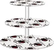 miaozhen Goth Red Black Halloween Lace Spider Circular Acrylic Tray Spill-Proof Three-Tiered Display Stand Dressing Room Base Para Postres De Mesa