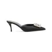 [Roger Vivier] Roger Vivier-Black Flower Strass 65 Viscose Mules-Donna 37 IT