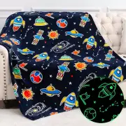 Space Toys Gifts for Boys Girls - Glow in the Dark Galaxy Blanket Christmas Birt