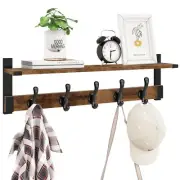 Coat Rack Wall Mount 29 Inch Long Shelf with Hooks Wood Entryway Shelf with 5...