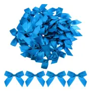 50Pcs Mini Ribbon Bows 2.5" Mini Fabric Satin Ribbon Flower Bows Deep Blue