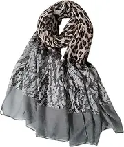 [VJHX] Leopard Print Shawls and Wraps for Womens Cheetah Hijab Scarf Voile Sheer Beach Scarves Sunscreen Head Shawl