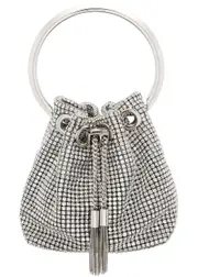 Jimmy Choo Micro Bon Bon Bucket Crystal-embellished Bucket bag - Silver One Size