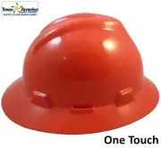 MSA V-Gard Full Brim Hard Hats with One-Touch Suspensions - Orange