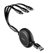 3 in 1 USB C Cable for iPhone 12 Charger Micro USB Type C Fast Charging for Macbook Samsung Xiaomi Retractable Cord - black 1.2M