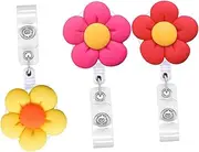 HAPINARY 3pcs Flower Shaped Retractable Badge Clips Multi-Function Id Card Holders for Nurses Students and Office Staff Portable and Lightweight Name Tag Reels