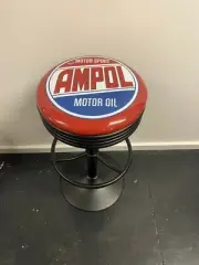 AMPOL PETROL OIL BOWSER PREMIUM BLACK BAR STOOL ADJUSTABLE HEIGHT HOT ROD