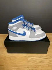 Air Jordan 1 Mid True Blue Cement GS UK 5 Brand New